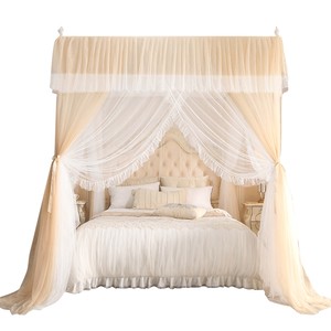 
Palace floor-standing mosquito net household bedroom 2025 new high-end thickened bracket three-door single tent yarn 1.5 meters