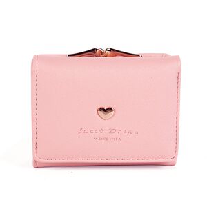 Girls' wallet short heart -shaped fashion folding small handbag Student mini small fresh, simple horizontal pocket money clip