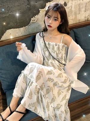 taobao agent Set, shiffon slip dress, plus size, fitted