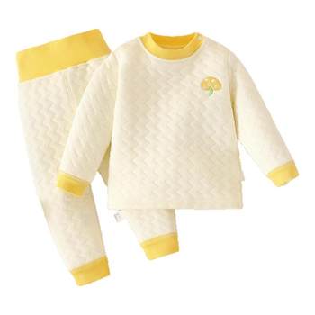 Autumn and winter baby autumn clothes and trousers with quilted warm cotton clothing