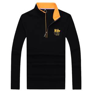 Golf men's jersey stand collar zipper long sleeve T-shirt men's ball uniform half turtleneck top sports POLO shirt autumn and winter