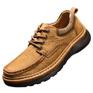 
Popular and fashionable men's toe-layer cowhide breathable large leather shoes, outdoor casual shoes, work shoes, thick-soled shoes, dad shoes
