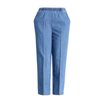 Middle-aged and elderly elastic high-waisted cotton casual jeans