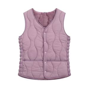 2025 new autumn and winter down cotton vest for women plus velvet warm vest short V-neck vest slim and versatile inner lid