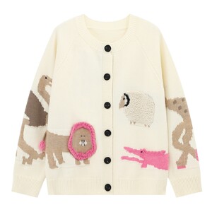 
Baijiahao Cartoon Embroidered Round Neck Cardigan Sweater Women's Autumn and Winter 2025 New Raglan Sleeve Jacket Sweater Top