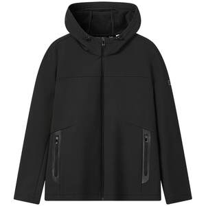 
FILA official men's woven jacket simple basic plus velvet black hooded fleece sports top