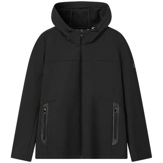 
FILA official men's woven jacket simple basic plus velvet black hooded fleece sports top