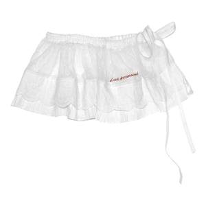 
innomooo Bear pleated short skirt Polka dot mesh butt curtain one-piece dress skirt layered with versatile design sense