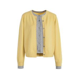 
Wide color fake two-piece knitted sweater cardigan coat sweater for women 26 spring new style inner bottoming shirt top autumn and winter