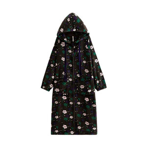 
Yuenei nightgown women's pajamas autumn and winter flannel plus velvet thickened coral velvet large size long hooded warm nightgown