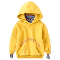 Children's Clothing Boys Winter Double-layer Velvet Sweatshirt Children's Warm Hooded Autumn Bottoming Shirt 2023 New Style For Middle And Large Children