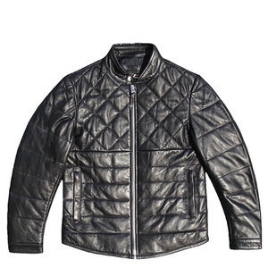 
Only 30 pieces! Diamond stitch quilted stand collar first layer sheep leather genuine leather jacket for men to keep warm and keep out the cold, slim fit