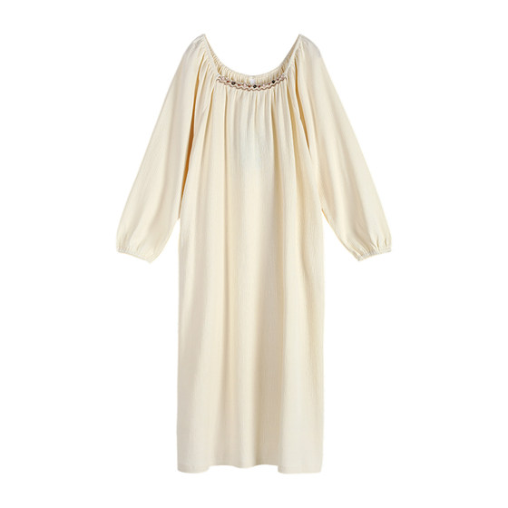 
Xuanliang high-end nightgown women's spring and autumn pure cotton long-sleeved 2026 new pajamas simple casual large size dress