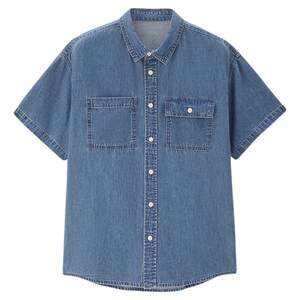 
Giordano shirt men's pure cotton work suit pocket short-sleeved denim shirt 01045467