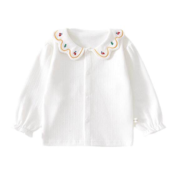 
Children's cardigan long-sleeved T-shirt boy pure cotton spring and autumn girls baby cotton T-shirt base shirt baby lapel top