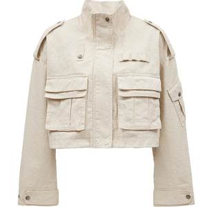 
ONLY winter casual style letter print stand collar short off shoulder coat for women 124336034