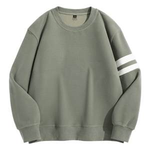 
Baleno Heavyweight Cool Silk Plaid Parallel Bar Round Neck Sweater Men's 25 Autumn Gray Green Texture Pullover Bottoming Shirt A