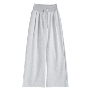 
Large size 200*0.5kg gray sports pants for women spring and autumn drawstring low waist fat mm300 loose slimming wide leg pants