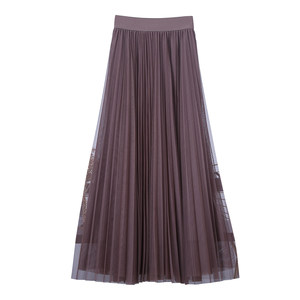 
Autumn and winter three-layer gauze drape slimming mesh pleated skirt long skirt mid-length gauze skirt A-line skirt large hem skirt