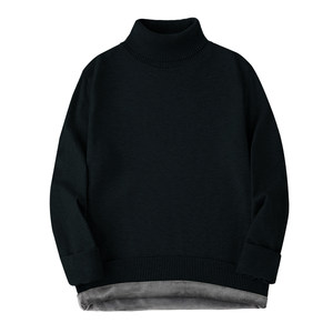 Flying in the snow all-in-one turtleneck sweater for men winter new year solid color velvet thickened warm knitted sweater bottoming top
