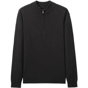 [Half-turtleneck cashmere sweater] Jinlilai autumn and winter new sweater men's zipper stand-up collar casual wool knitted sweater
