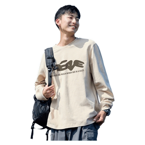 
Tangshi spring new long-sleeved T-shirt men's printed round neck sports letter top American style inner bottoming trendy T-shirt