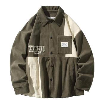 
Corduroy contrast splicing jacket men's style