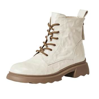 Belle plus velvet boots, sheepskin British style Martin boots, women's winter thin thick heel casual short boots E5S2DD