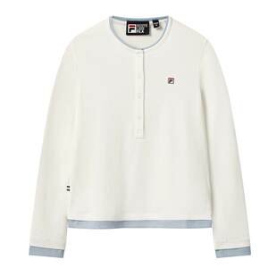FILA Fila official long-sleeved T-shirt for women 2025 new winter style color-blocking fake two-piece casual slim base Henry shirt