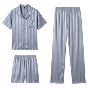 宫蝶【3件套】夏季新款冰丝睡衣男士短袖青少年大码家居服可外穿
