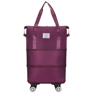 Universal wheel travel bag women's large capacity portable duffel bag portable storage bag travel business trip folding suitcase
