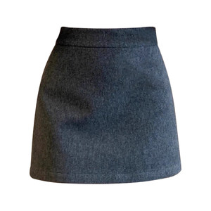 
Large size gray thickened woolen skirt for women with high waist, anti-exposure, A-line skirt, hip-covering short skirt, fat mm, spring, autumn and winter