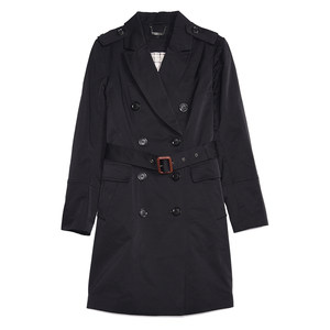 London Fog Autumn New Women's Flip Collar Double Row Mid-Length Trench Coat Solid Color British Commuter Coat
