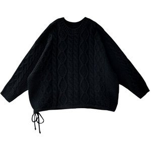 
M75270 Literary and versatile slim round neck loose drawstring woven twist sweater for women 2025 winter Milan Declaration