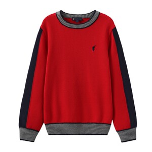 
POLOWALK children's knitted sweater autumn and winter new medium and large children's sweater boys fashion contrast color round neck bottoming shirt
