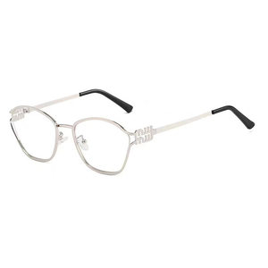 
New polygon hollow letter glasses frame silver daughter lady style gold silk literary bare face mirror anti-blue light