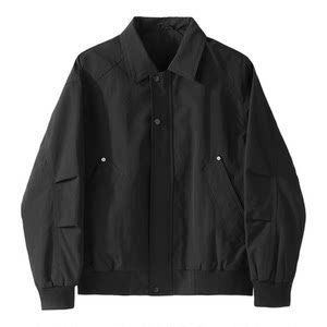 
LUUD high-end double placket windproof Harrington jacket with pleated sleeves design anti-wrinkle no-iron lapel jacket for men