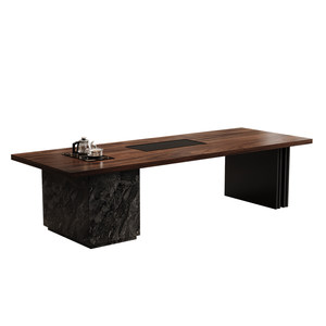 
New Chinese style South American walnut solid wood tea table and chair combination high-end large board tea table living room home office coffee table
