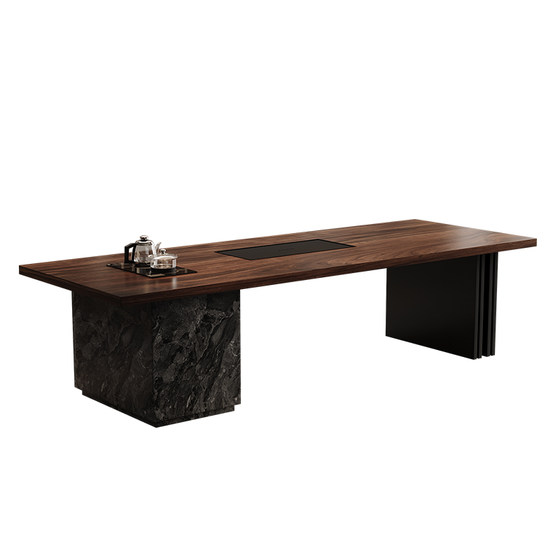 
New Chinese style South American walnut solid wood tea table and chair combination high-end large board tea table living room home office coffee table