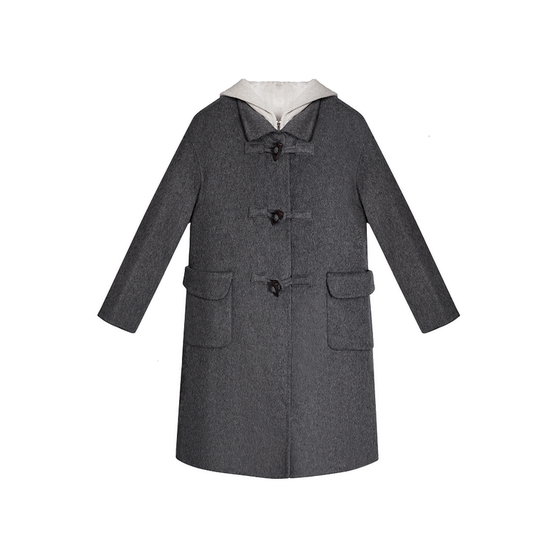 
Idika double-sided wool coat Korean horn button mid-length style slim and noble temperament new autumn and winter style