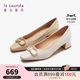Laersdan 2024 ແບບ summer ໃຫມ່ elegant buckle square toe deep mouth low heel shoes Women's shoes 5M41008