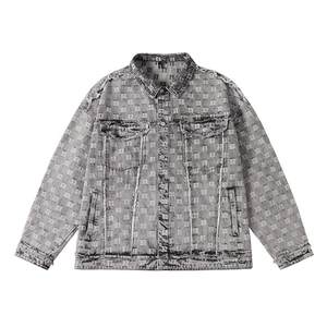 
NMAX large-size trendy men's autumn new product trendy breasted wash jacket loose jacquard full print denim jacket