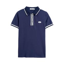 Crocodile Navy Blue Polo Shirt Short-sleeved Women's Summer 2023 New Slim Slim Right Shoulder Pure Cotton Polo Collar T-shirt
