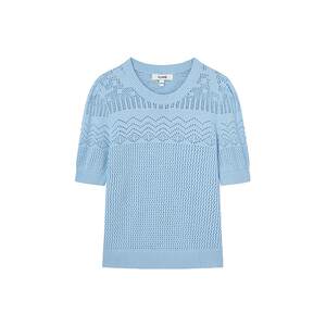 
[100% cotton]Eland Clothes Knitted T-shirt Women's Round Neck Pure Cotton Hollow Knitted Sweater Top Summer
