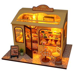 
diy cabin hand-assembled building block toys miniature scene model mini house girl birthday gift for girls