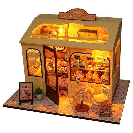 
diy cabin hand-assembled building block puzzle toys miniature scene model mini house birthday gift for girls