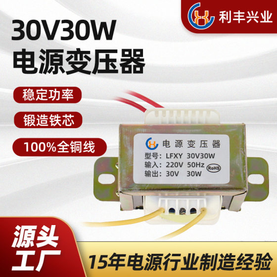 纯铜电压变频器家用电器220V转30V30W立式小型低频电源变压器