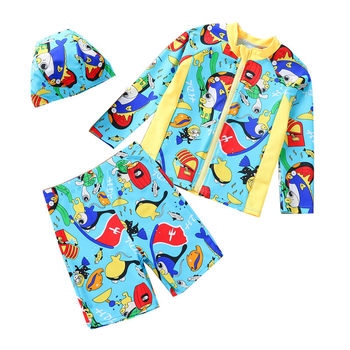 Boy's sunscreen long sleeve split hot spring beach swimsuit
