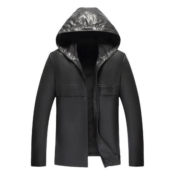
Beast King men's mid-length leather jacket, new short casual hooded sheepskin leather jacket