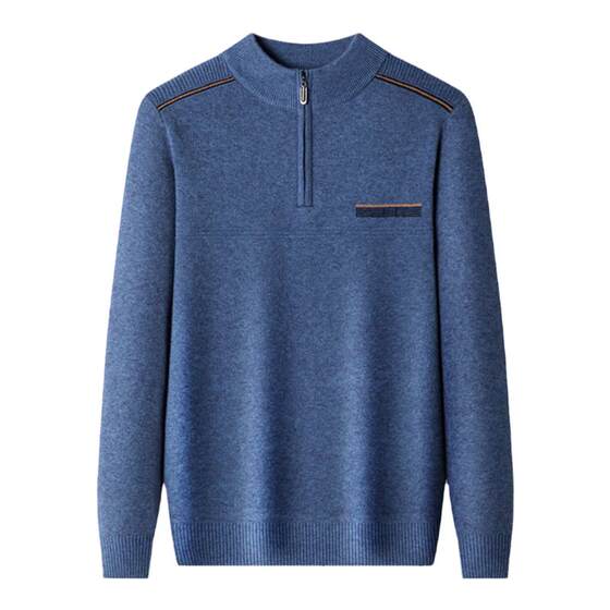 Shanghai Chunzhu men's 100% cashmere sweater half-high zipper collar middle-aged and elderly father's zodiac year red thickened sweater
